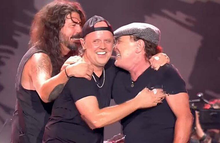 Lars Ulrich & Brian Johnson Rock AC/DC Classics At Taylor Hawkins Tribute Show